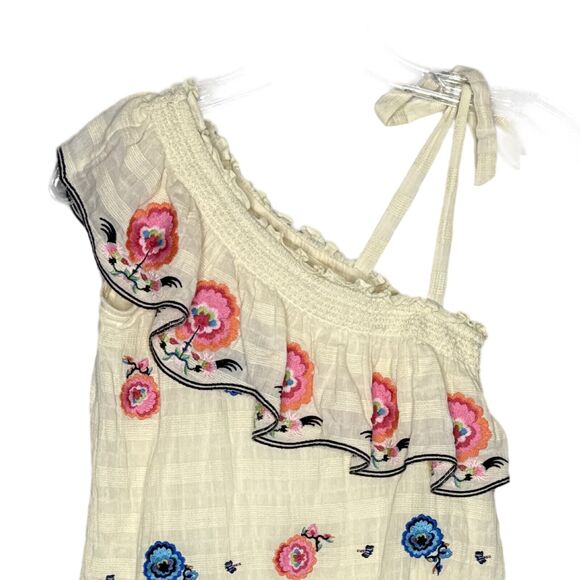 Plenty Tracy Reese Dress Girls 7/8 Cream Pink Blue Floral‎ Ruffle Boho Peasant - Picture 3 of 6